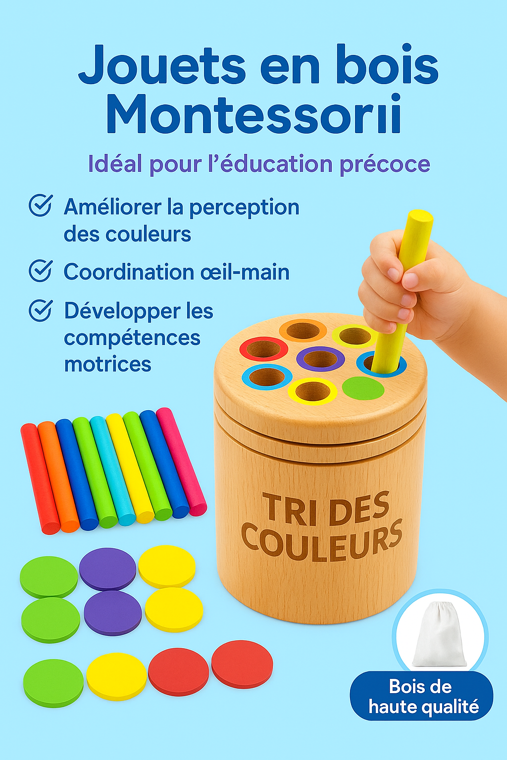 Jouet d'apprentissage en bois (2-5ans)
